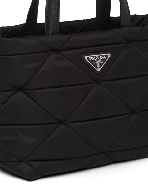 prada nylon handle tote bag tessuto clear|Prada padded nylon shoulder bag.